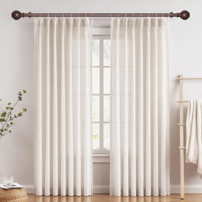 ZNONOX Wood Curtain Rods for Windows 28 to 48 Inches,1 inch Heavy Duty Window Curtain Rod with Imitation Wood Grain Finials,Decorative Drapery Rods Adjustable, 28"-58"(2.3-4.8ft), Bronze Wood - Image 3