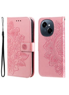 For Tecno Spark Go 1 / Pop 9 / Spark Go 2025 Seven-petal Flowers Embossing Leather Phone Case(Rose Gold)