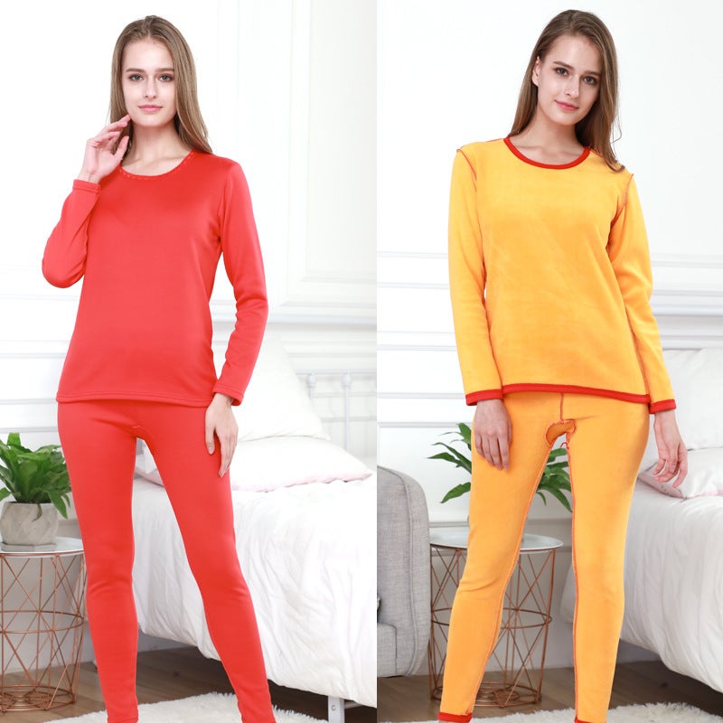 Gold Velvet Thermal Intimates For Men, Large Size Fleece-Lined And Thickeneding, Couple'S Autumn Clothes And Long Pants, Cold-Proof Thermal Intimates Set For Women - Image 4