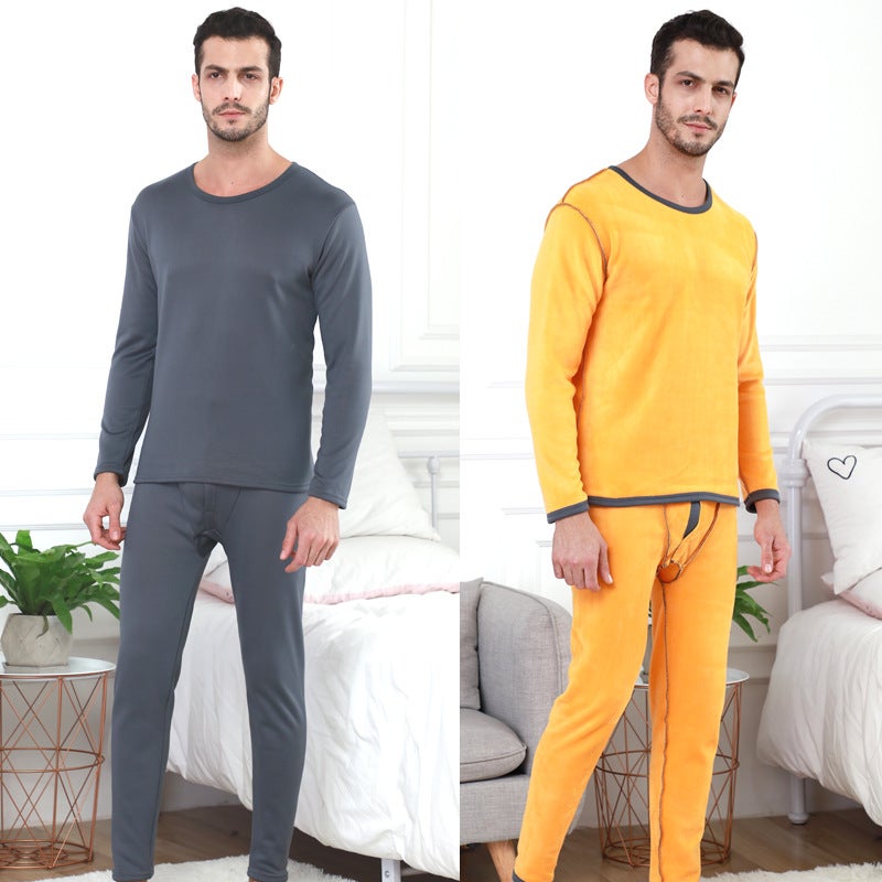 Gold Velvet Thermal Intimates For Men, Large Size Fleece-Lined And Thickeneding, Couple'S Autumn Clothes And Long Pants, Cold-Proof Thermal Intimates Set For Women - Image 3