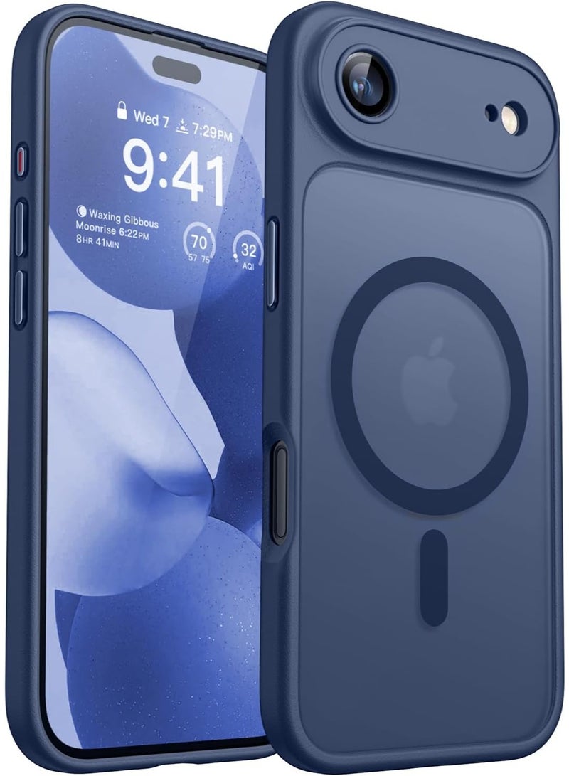 ESCASE Magnetic Cover for iPhone 17 Air 6.5 Inch, MagSafe Compatible, Full Camera Protection, Translucent Matte Slim Protective Shockproof Case, Blue - Image 1