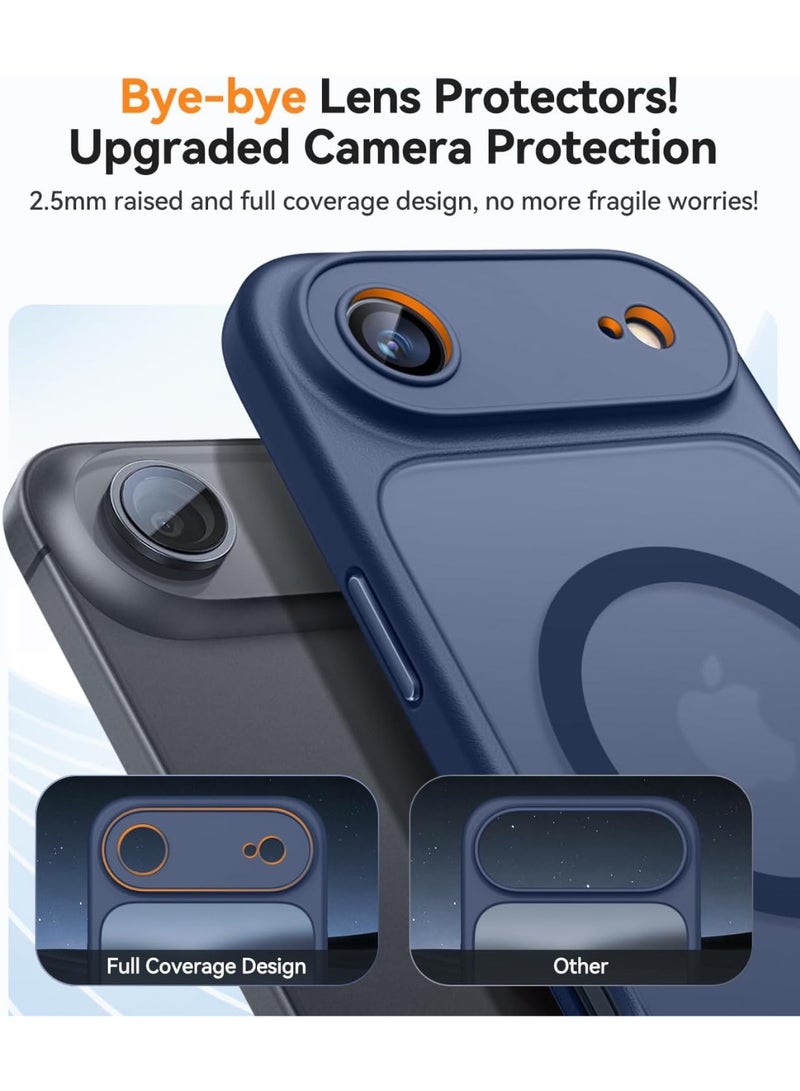 ESCASE Magnetic Cover for iPhone 17 Air 6.5 Inch, MagSafe Compatible, Full Camera Protection, Translucent Matte Slim Protective Shockproof Case, Blue - Image 3