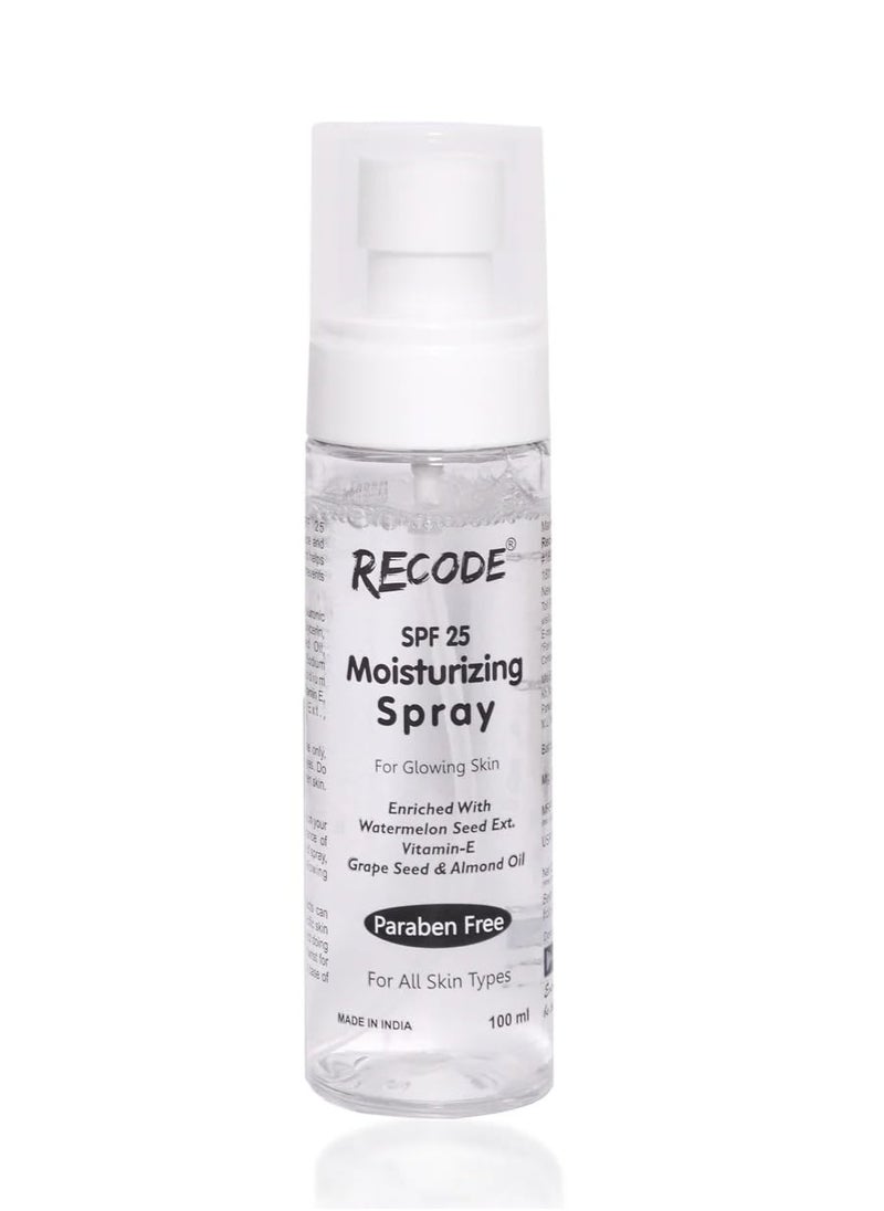 Recode Moisturizing Spray 100ml SPF 25 with Vitamin E and Almond Oil Hydrating Spray for All Skin Types  - Image 1