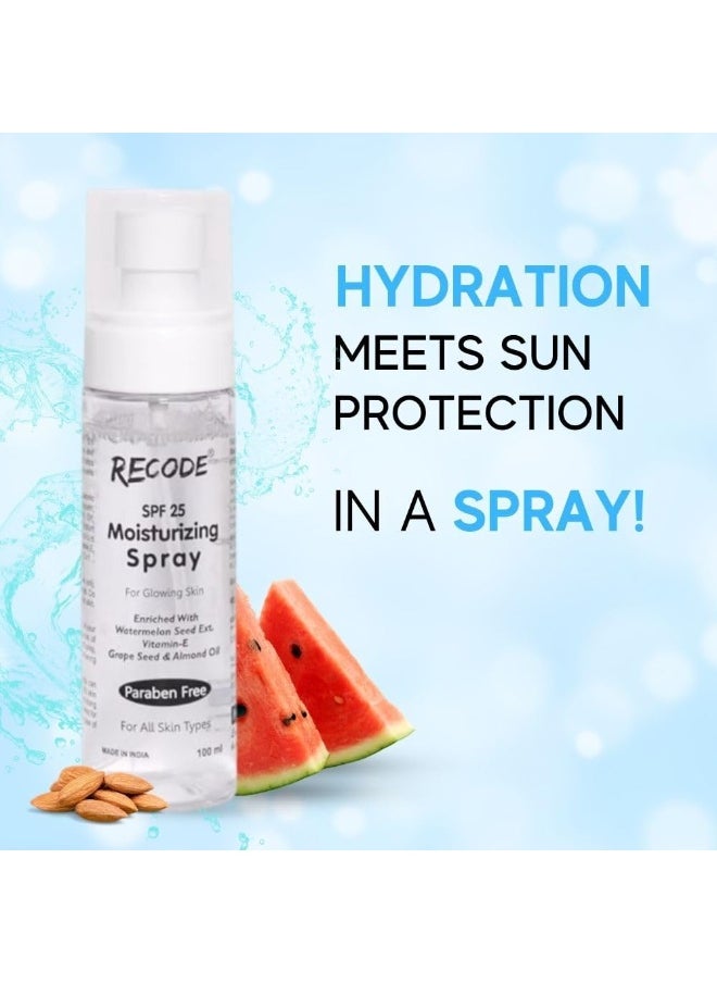 Recode Moisturizing Spray 100ml SPF 25 with Vitamin E and Almond Oil Hydrating Spray for All Skin Types  - Image 2