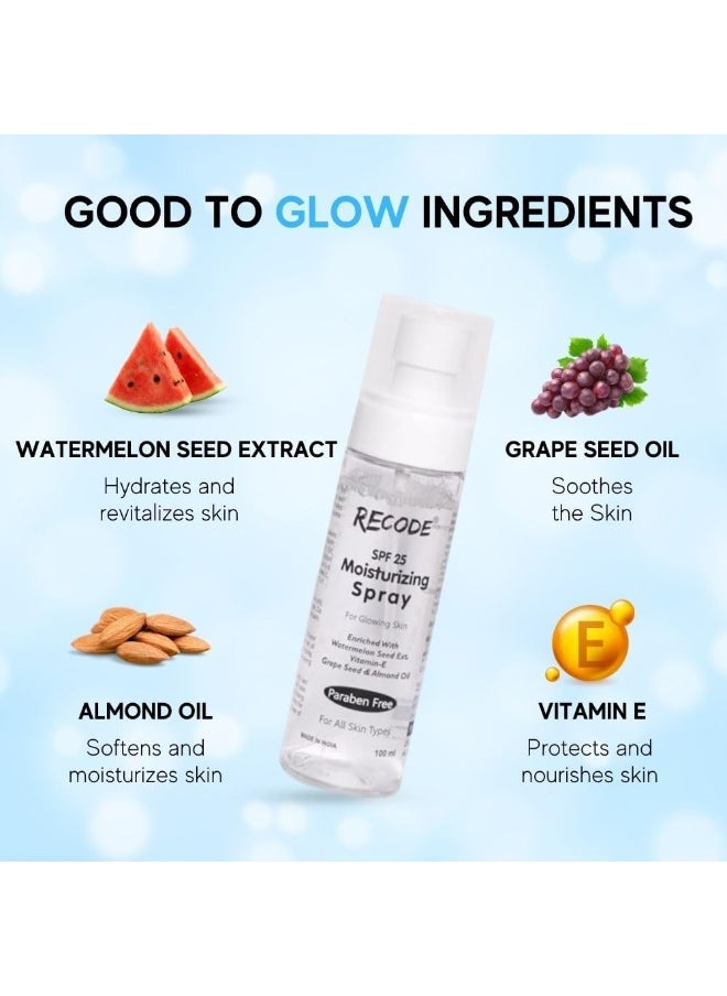 Recode Moisturizing Spray 100ml SPF 25 with Vitamin E and Almond Oil Hydrating Spray for All Skin Types  - Image 4