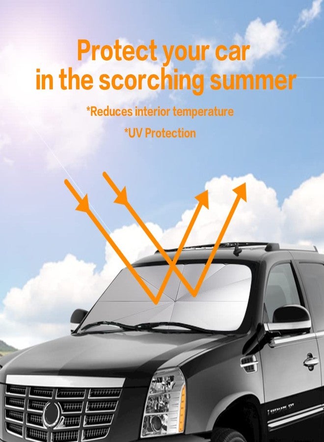 VAGURFO Car Sunshade Umbrella,Upgraded Windshield Cover Sun Shade,UV Reflecting Portable Front Window Cover,Universal Car Windshield Sunshades,UV Block for Front Windows,Fits Most Vehicles (55"x 31") - Image 3