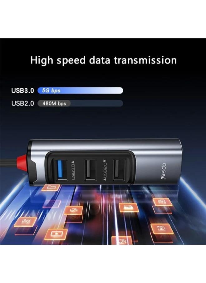 يسيدو محول موزع USB + Type C من YESIDO HB19 إلى USB 3.0 + 2xUSB 2.0 + PD 2.0 USB-C  - Image 4