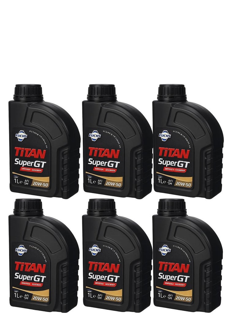 Fuchs Titan SUPER GT 20W-50 Engine Oil - Advanced Formula for High Performance and Strong Engine Protection / (6 Packs * 1 Liter) - Image 1
