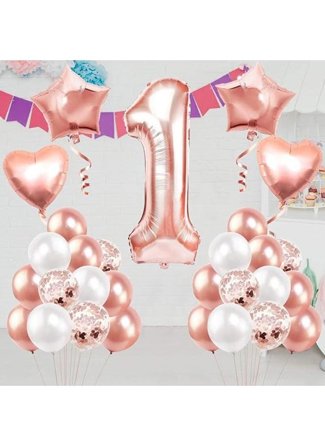 1st Birthday Balloons Rose Gold, 40 Inch Number 1 Balloon, 1st Birthday Decorations for Girls, Digtal 1 Helium Foil Balloon  - Image 4