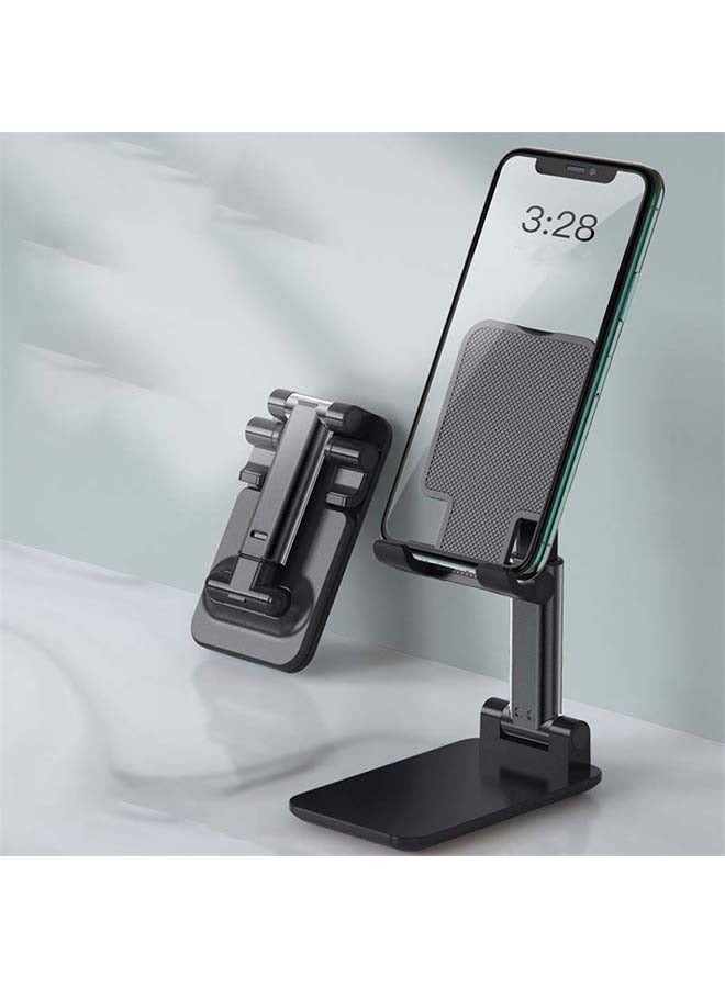Adjustable Desk Mobile Phone and Tablet Stand, Foldable Angle Height Adjustable Cell Phone Desktop Stand, Universal Desktop Holder for iPhone, for iPad, Cell Phone Stand,Folding Desktop Phone Stand Black - Image 1