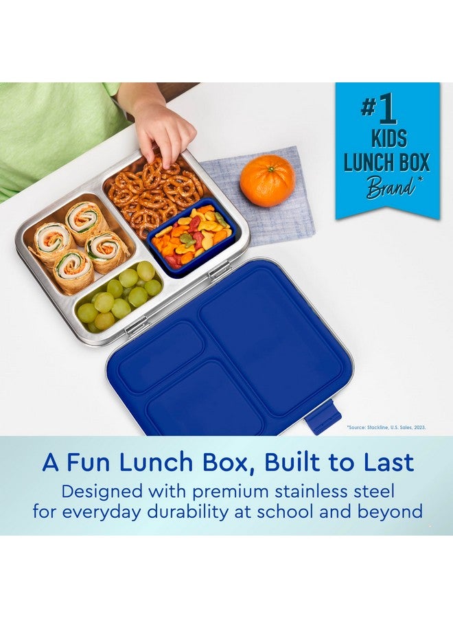 Bentgo Bentgo Kids Stainless Steel Prints Leak-Resistant Lunch Box - 3-Compartments with Bonus Silicone Container, Durable, Eco-Friendly, Dishwasher Safe, BPA-Free, Ideal for School, Ages 3+ (Shark)  - Image 2
