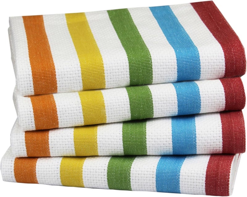COTTON CRAFT Oversized Kitchen Towels  4 Pack 100 Cotton Basketweave Dish Towels  Absorbent Reusable Low Lint Quick Dry Tea Towel  Cooking Drying Restaurant Bar Cleaning Cloth Napkin 20x30 Multi - Image 1