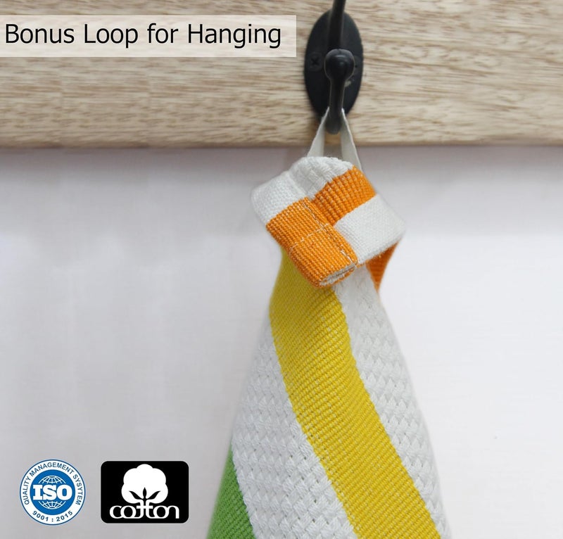 COTTON CRAFT Oversized Kitchen Towels  4 Pack 100 Cotton Basketweave Dish Towels  Absorbent Reusable Low Lint Quick Dry Tea Towel  Cooking Drying Restaurant Bar Cleaning Cloth Napkin 20x30 Multi - Image 3