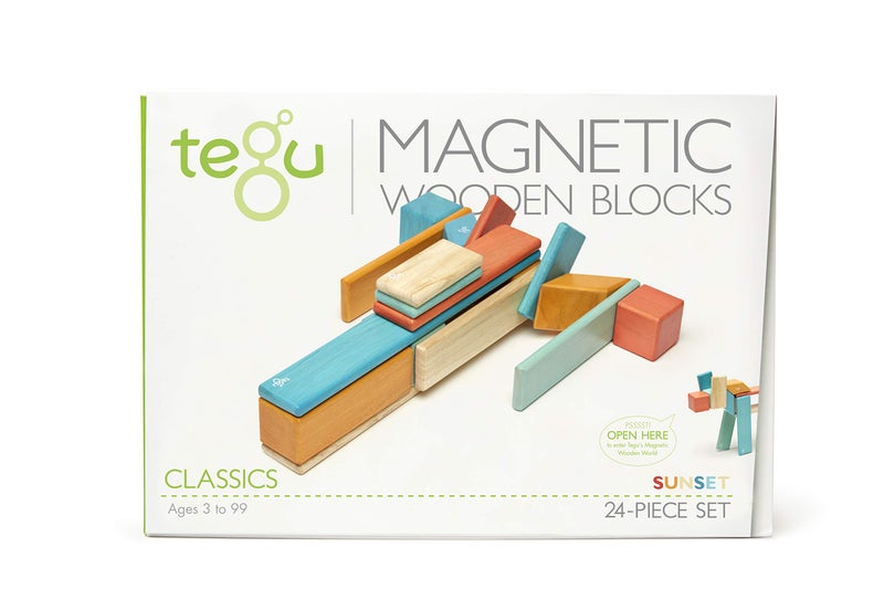Tegu 24 Piece Tegu Magnetic Wooden Block Set, Sunset, 1-99 years old - Image 1