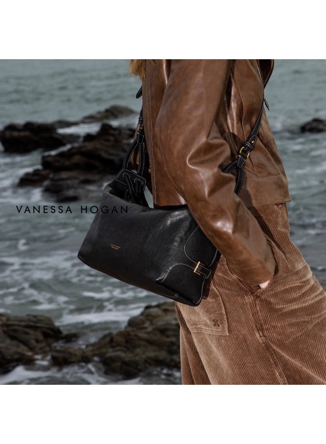 Vanessa Hogan Vh Women's Pillow Bag New First Layer Vegetable Tanned Cowhide Luxury Niche Commuter Shoulder Hobo Bag - Image 2