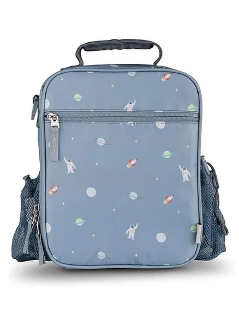 Citron Spaceship Insulated Backpack Lunch Bag - Blue, 18M+, w/ 2 Bottle Holders, 19.5x7.5x26.5cm