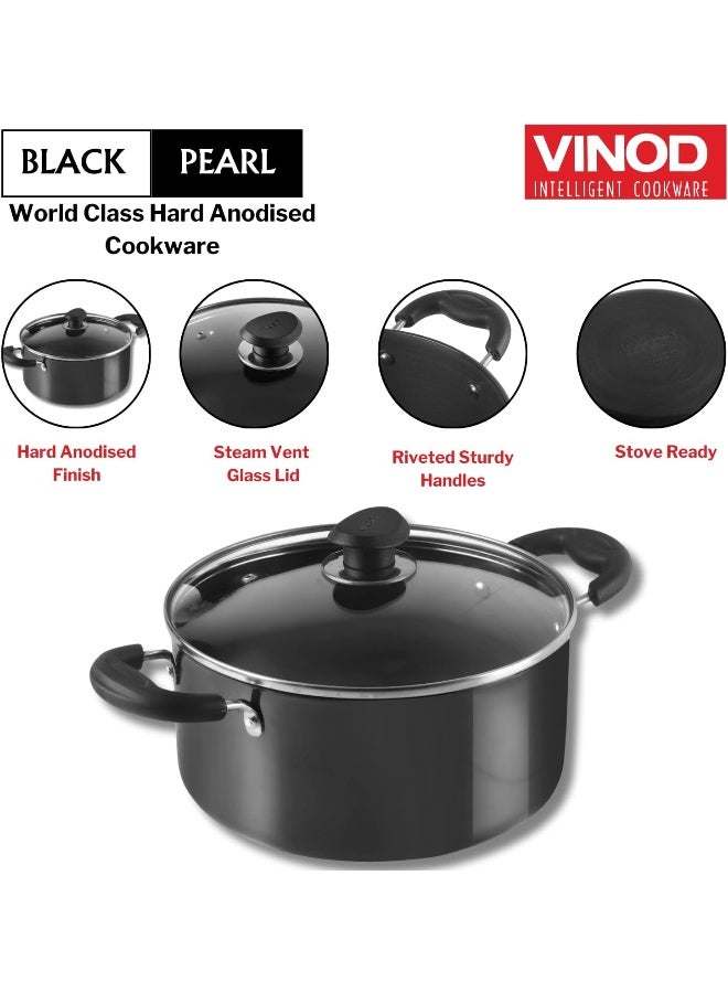 Vinod Hard Anodized Sauce Pot with Glass Lid- 24 cm, 5 Ltr Non - Induction - Image 4