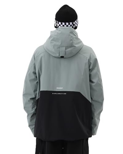 HIGH EXPERIENCE Mens Ski Jacket Snowboard 3L Coat Baggy Waterproof Windproof Warm Insulated Snow Winter Hooded US Alpha Medium Regular Regular Green Mountain Black - Image 3