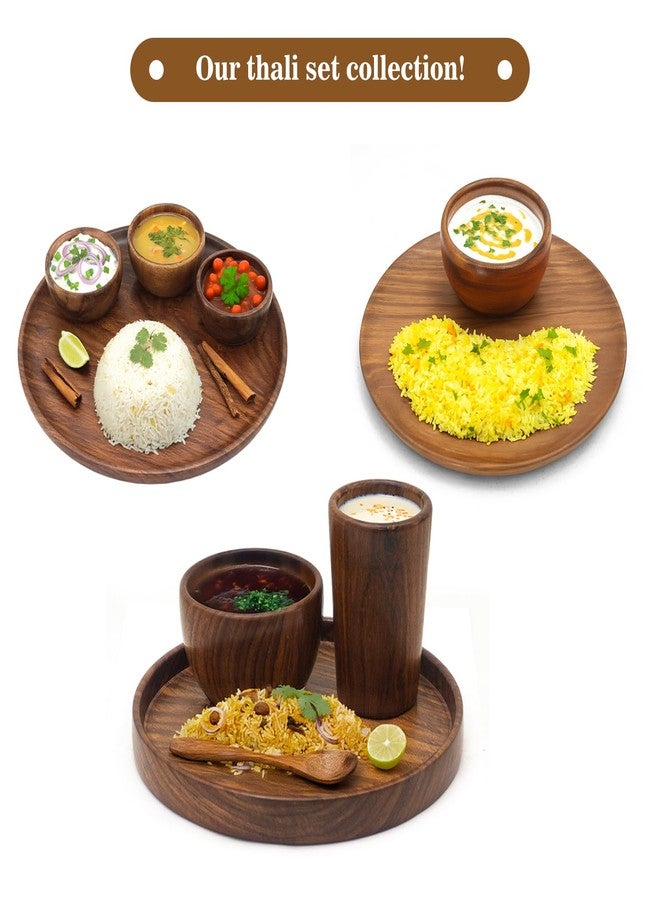 Mahomade طبق تقديم خشبي من ماهومادي، مصنوع من خشب الشيشام، دائري بقطر 25.4 سم، لون بني طبيعي، خالٍ من المواد الكيميائية (طبق خشبي 1) - Image 5