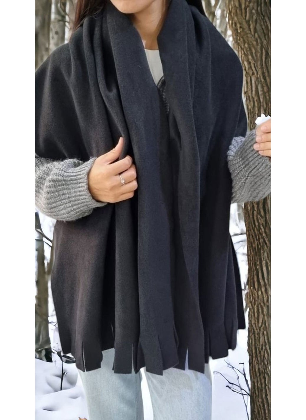 Trenderrs Women's Winter Tasseled Fleece Shawl 