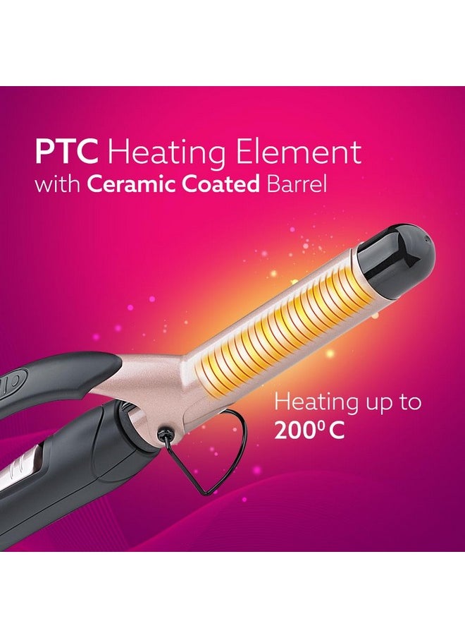 AGARO Hc6001 Hair Curler With 25Mm Barrel Rod Tong Tourmaline Infused Ceramic Coated Plates Cool Touch Tip Fast Heating For Women Long And Short Hair Curling Styling Black & Rose Gold  - Image 4