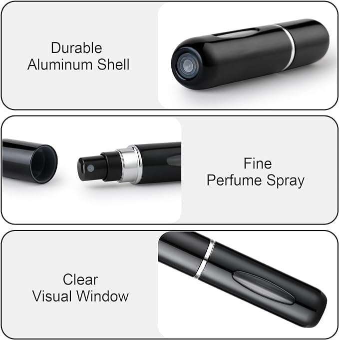 OUMOR 5PCS Cologne Travel Bottle, Perfume Travel Refillable, Perfume Atomizer, Mini Spray Bottle and Small Cologne Sprayer for Daily Use - Image 2