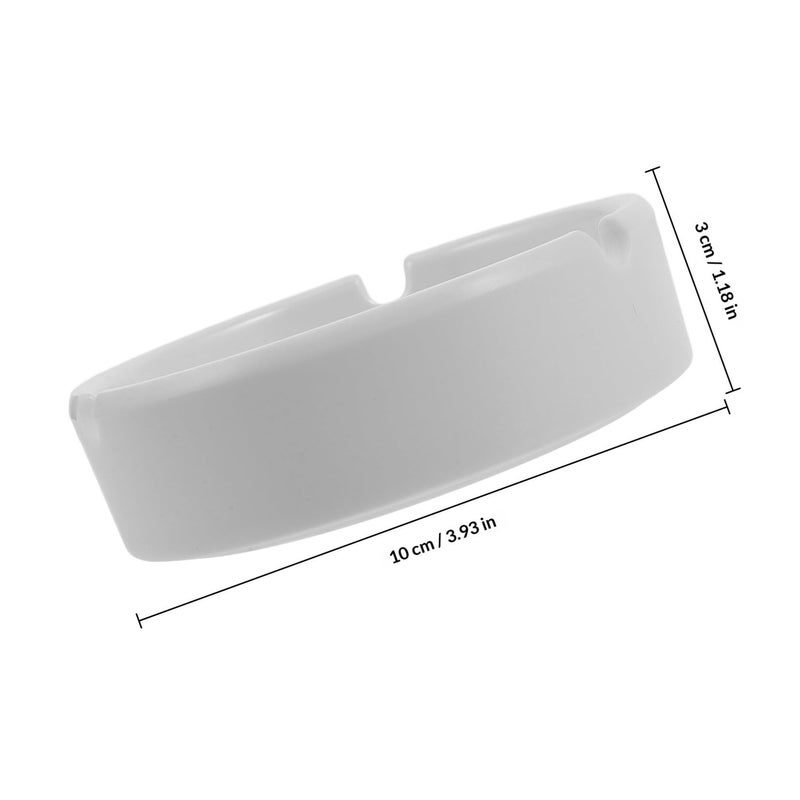 2Pcs White Melamine Round Ashtrays Shatterproof Indoor Use for Home Office Bar - Image 3