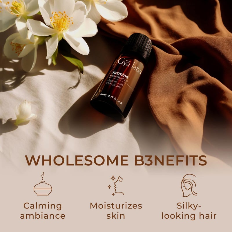 Gya Labs Jasmine Essential Oil for Diffuser - 0.34 Fl Oz - 100% Pure Natural Jasmine Oil for Skin, Hair, Body Massages Aromatherapy, Candle Making - Floral & Alluring Scent - Image 5
