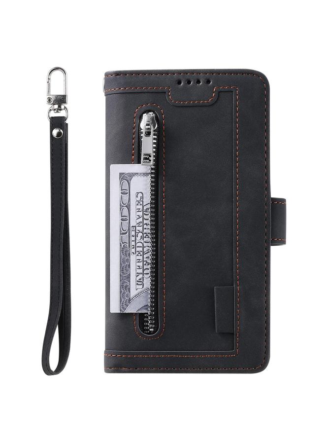 S-TOP Case For Motorola Moto G15 Nine Card Zipper Bag Leather Phone Case with Lanyard - Image 2