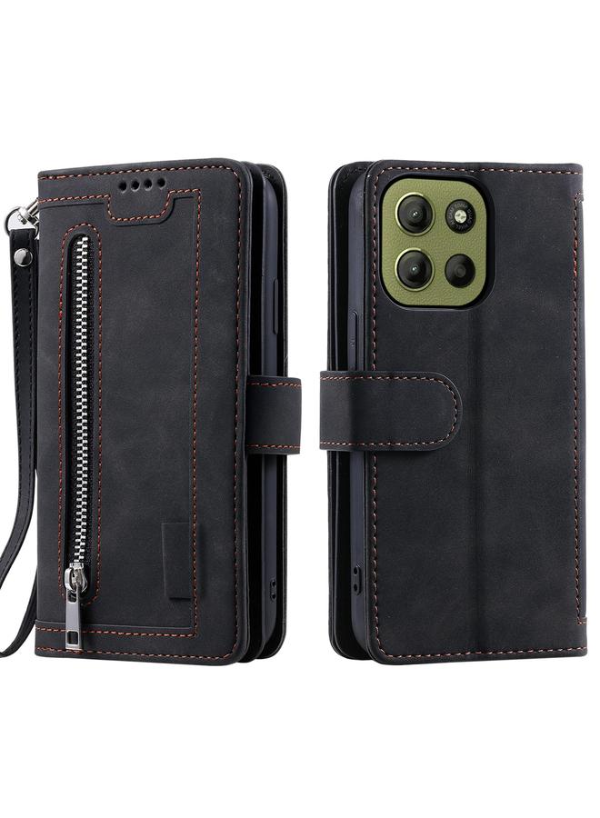 S-TOP Case For Motorola Moto G15 Nine Card Zipper Bag Leather Phone Case with Lanyard - Image 1