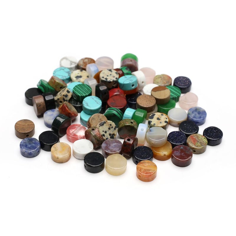 LE SKY 40 Pcs Healing Loose Beads Round Shape Natural Necklace Stone Pendants Crystal Charms for Jewelry Making DIY Craft - Image 3