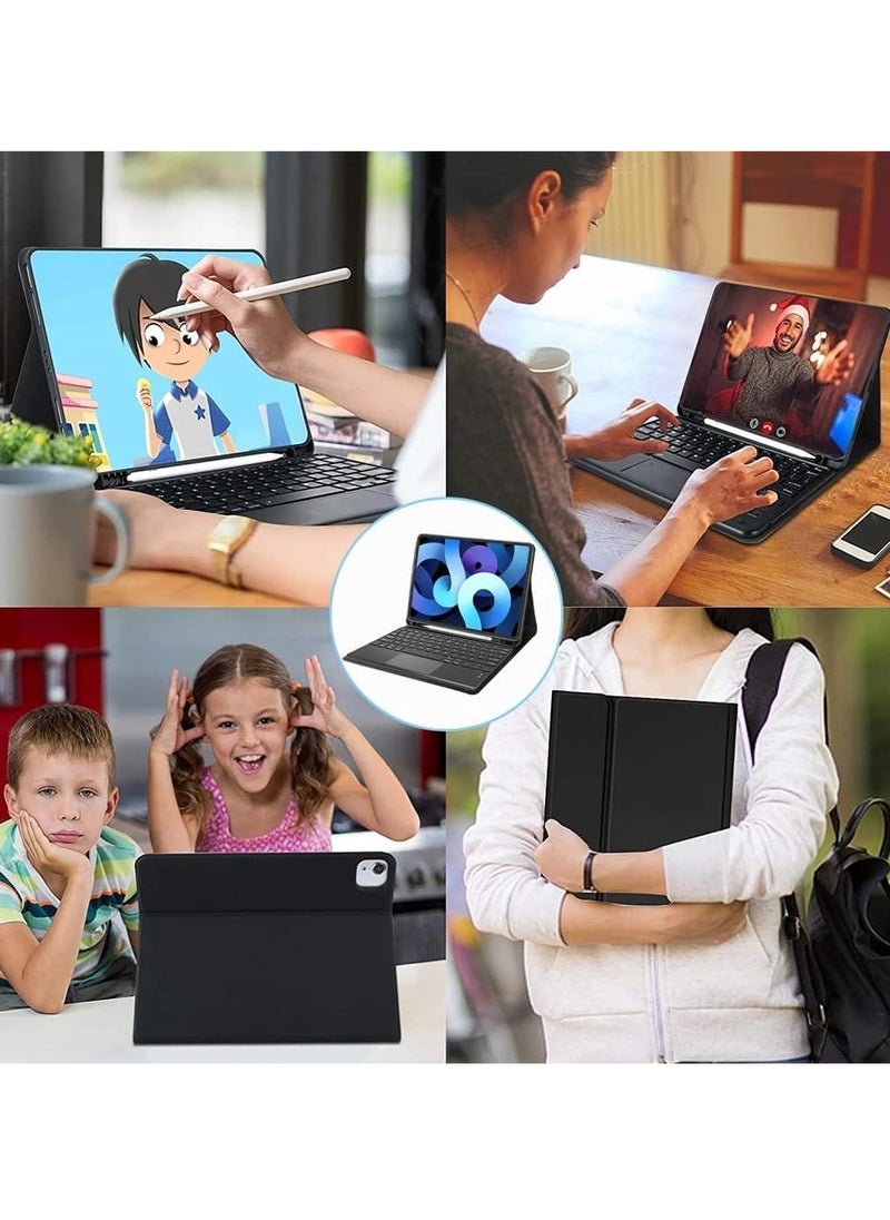 Generic - Keyboard Case for iPad 10.2/10.5" 9th 8th 7th Gen, With Touch pad Arabic and English Bluetooth keyboard Smart Trackpad Detachable with Pencil Holder iPad cover,for iPad 10.2 Inch/iPad Air 10.5"(3rd Gen) - Image 1