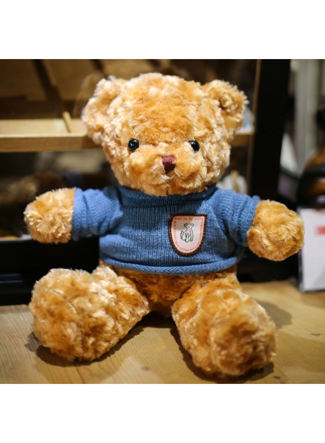 Gift Box Bear Doll Teddy Bear Plush Toy Doll For Girlfriend Valentine's Day Birthday Gift-Color:Retro Blue Sweater Rose Velvet (beige Bear)-Height:30cm  - Image 1