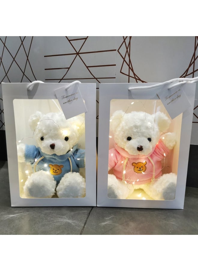 Gift Box Bear Doll Teddy Bear Plush Toy Doll For Girlfriend Valentine's Day Birthday Gift-Color:Retro Blue Sweater Rose Velvet (beige Bear)-Height:30cm  - Image 4