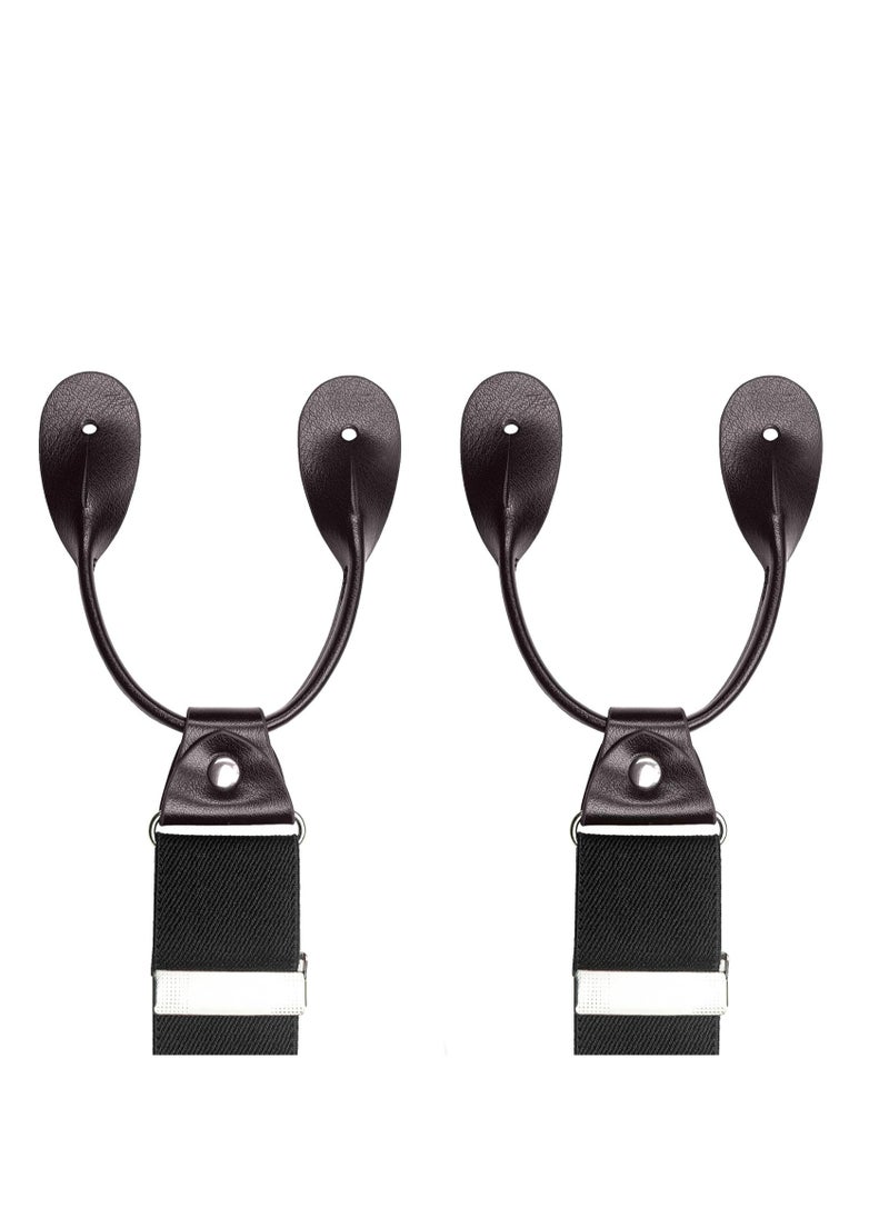 Men's Y-Back 1.4 Inches Wide Button End Elastic Adjustable Suspenders