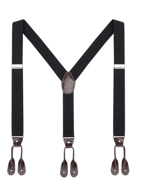 Men's Y-Back 1.4 Inches Wide Button End Elastic Adjustable Suspenders