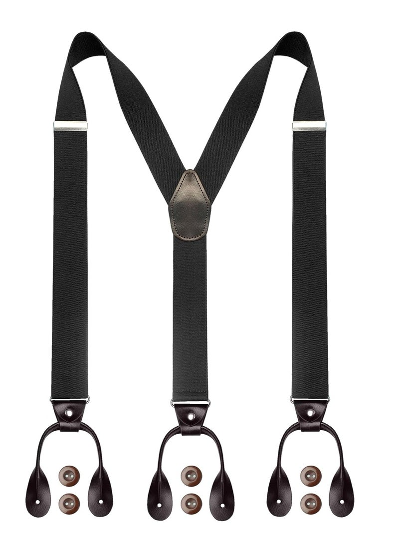 Men's Y-Back 1.4 Inches Wide Button End Elastic Adjustable Suspenders