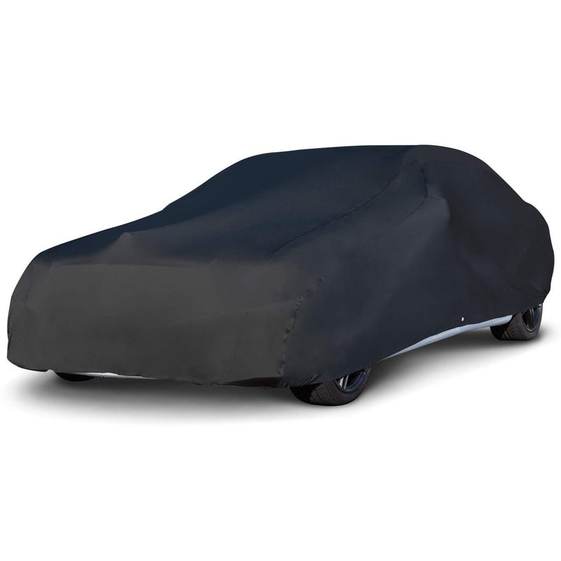 Budge BSC3 Indoor Stretch Car Cover Luxury Indoor Protection Soft Inner Lining Breathable Dustproof Car Cover fits Cars up to 200 Black