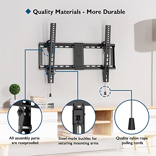 BONTEC TV Wall Mount for 37–85 Inch TVs, Tilting TV Mount Bracket for LED LCD OLED Flat Curved Screens, Low Profile 1.5in Design, Max VESA 600x400mm, Supports up to 132lbs, Fits 55 65 75 85 Inch - Image 5