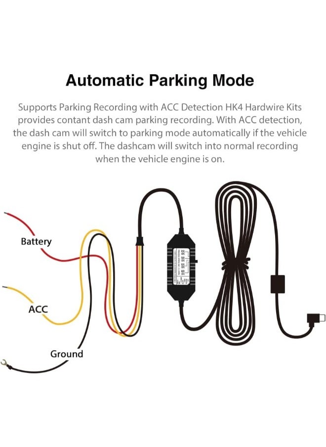 Viofo - HK4 Acc Hardwire Kit, USB-C Hard Wire Kit for A329/A229Plus/A229Pro/A119Mini2/A139Pro/WM1/T130 Dash Cam, Low Voltage Protection for Parking Mode - Image 1