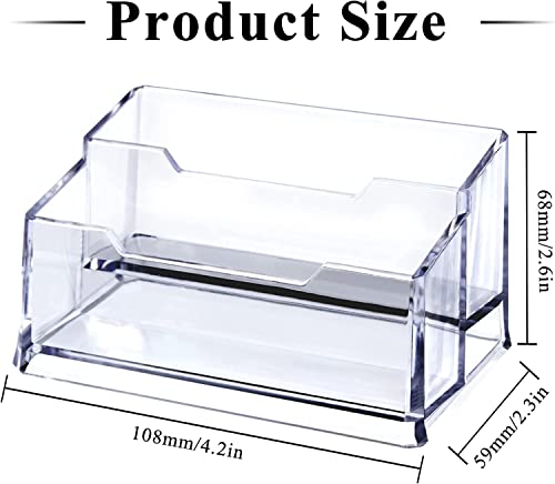 Meschett 3 Pack Clear Acrylic Business Card Holder2 Tier Premium Acrylic Clear Business Card Holder Stand for Desk Fits 100 Business Cards - Image 3