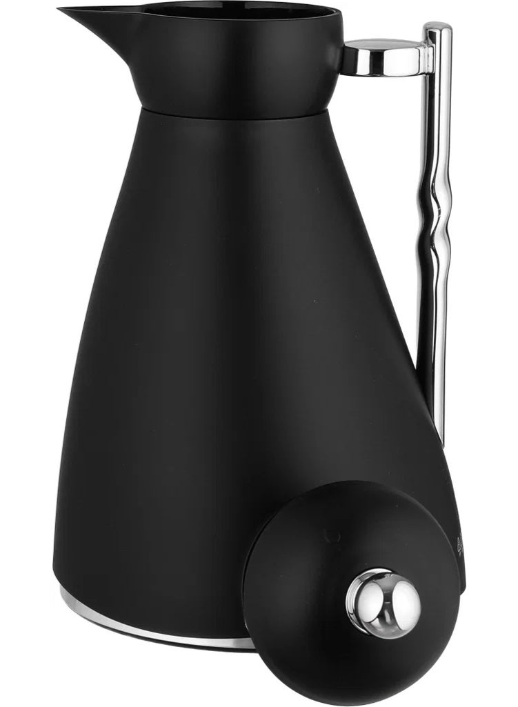 Glory Thermos, 1 Liter, Glass Inner Container, Push Button, Silver Handle - Black - Image 4