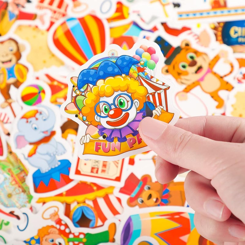 Containlol 50 Pieces Circus Party Favors Stickers Carnival Stickers Animal Clown Sticker Carnival Themed Party Favors Circus Theme for Birthday Baby Shower Decoration - Image 4