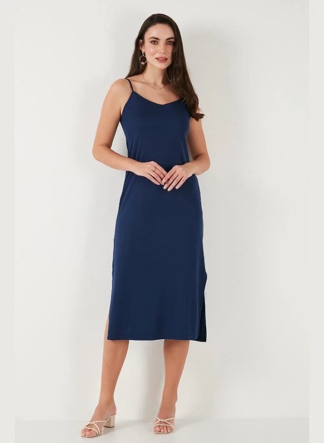 Lela Lela Regular Fit Rope Strap Slit Detailed Midi Dress Women's DRESS 5866128