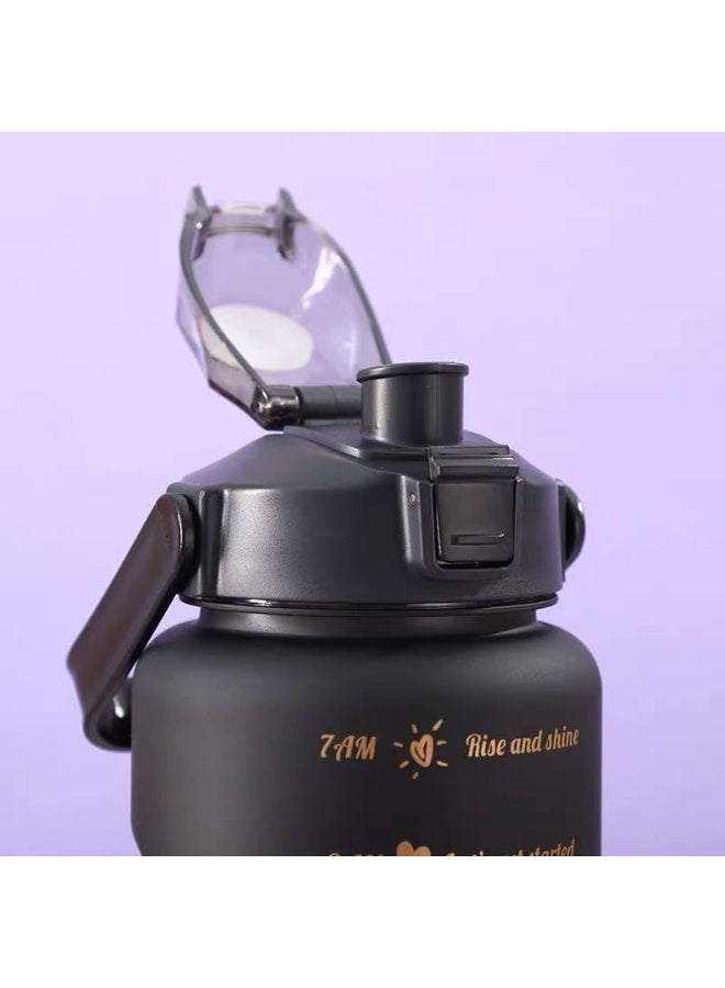 3-Piece Sports Water Bottle Set with Time Markers, Black - Image 3