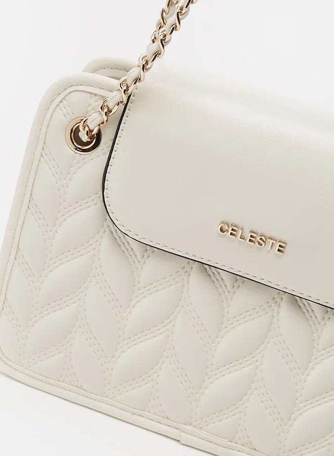 Celeste Women's Quilted Shoulder Bag with Chain Link Strap