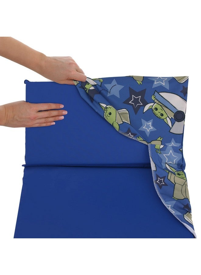 نوجو ستار وورز الطفل الأكثر جمالًا في المجرة، أزرق، أخضر، ورمادي، جروجو، هوفر بود، ونجوم، ملاءة قيلولة ما قبل المدرسة - Image 3