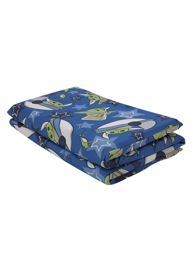 نوجو ستار وورز الطفل الأكثر جمالًا في المجرة، أزرق، أخضر، ورمادي، جروجو، هوفر بود، ونجوم، ملاءة قيلولة ما قبل المدرسة - Image 1