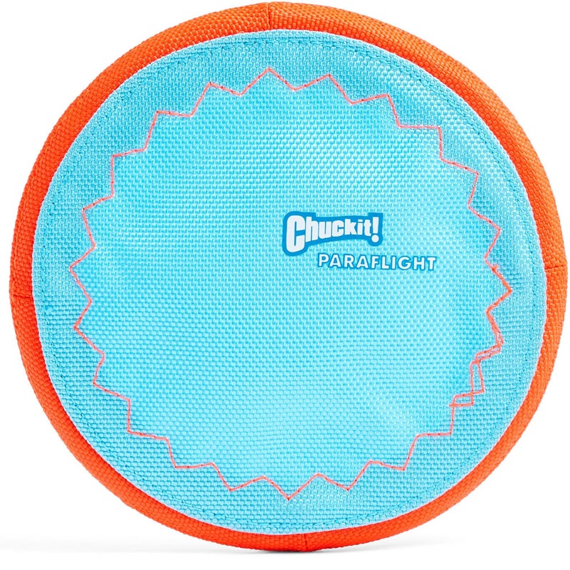 Chuckit! Paraflight Flying Disc Dog Toy - Water Floating Flyer - Durable Nylon Construction with Soft Rubber Edges - For Small and Medium Dogs - Size Small - 6.75" L x 6.75" W - Pack of 1 - Image 1