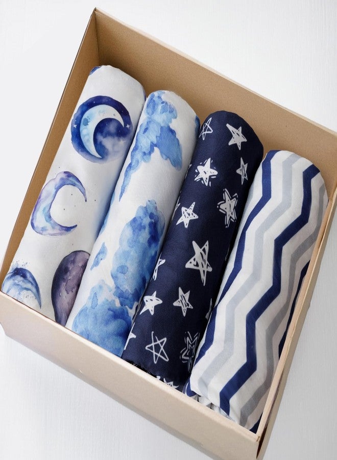 FIGEPO 4 Pack Breathable Bassinet Sheets for Baby Boys Neutral Unisex Soft Bassinet Fitted Sheets for Toddler Travel Bassinet (Sky) - Image 1